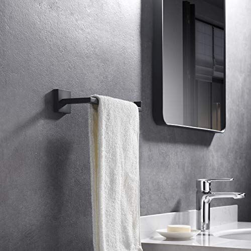Hoooh Bath Towel Holder - Matte Black Hand Towel Ring For Bathroom Kitchen Sus 304 Stainless Steel Contemporary Style Wall Mount, D106-Bk #TOP3