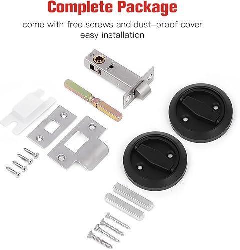 Miniatura 6 de Tirador de puerta de bolsillo de privacidad negro con cerradura Cerradura de puerta deslizante 304 Perillas de puerta de acero inoxidable Manija de