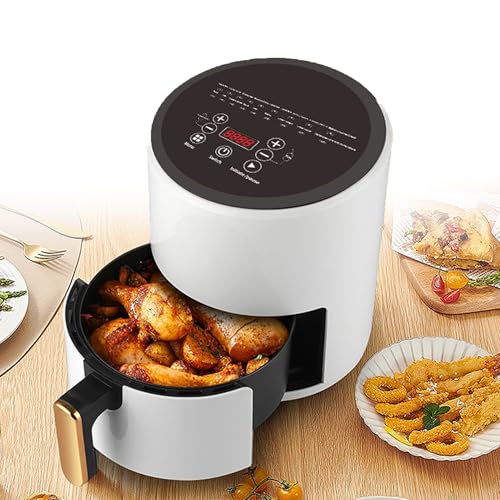 WUDLi Freidora de Aire, Freidora Eléctrica Multifunción 2400W, Horno Doméstico 80-200℃, Capacidad 6L, Control Táctil, Circulación de Calor 360°, Asa, Hornea, Calienta, Congela, Etc