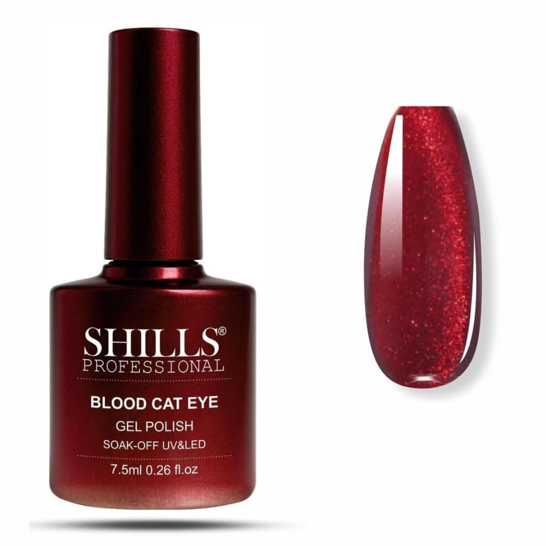 Blood Cat Eye Gel Polish, Magnetic Red Glitter, Soak-Off UV & LED, 7.5ml, 72H High Shine, Long Lasting-image-38