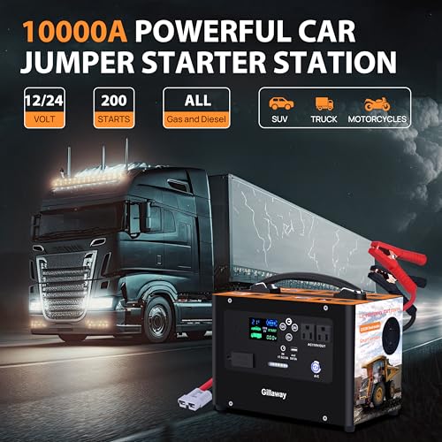 V10 10000A Car Jump Starter, Portable Power Station Backup Lithium Battery，12V/24V Heavy Duty Truck Jump Starter Battery - Additional View
