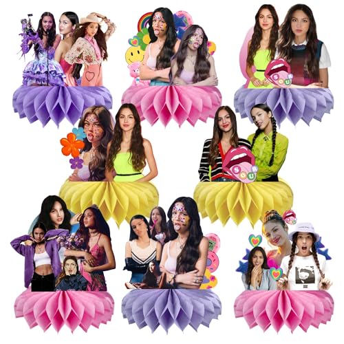 8Pcs Olivia Singer Table Centerpiece Birthday Party Supplies Double Side Table Decorations for Kids Party Decorations
