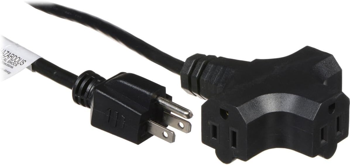 Accu Cable EC163-3FER25 Black 16 Gauge 3 Plug 25 Ft Extension Cable