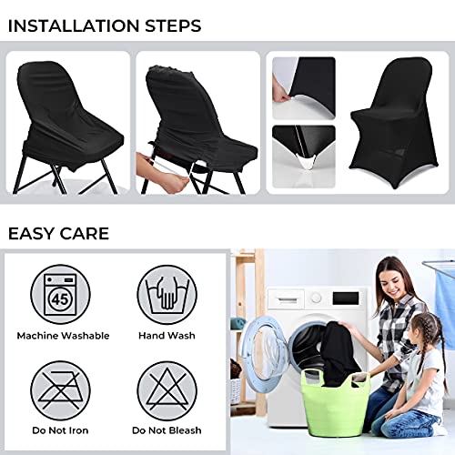 Babenest 100PCS Spandex Folding Chair Covers, Halloween Upgraded Universal Stretch Washable Fitted Chair Slipcovers Protector for Wedding, Holidays, Banquet, Party, Celebration (Black) - Image 7