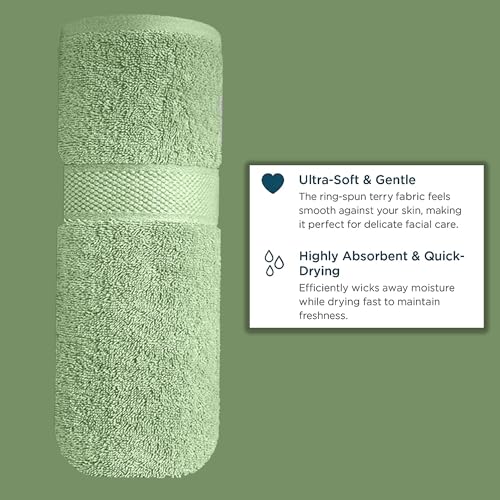 Image of Sulfar Cotton Face Towel 30x30 cm| 480 GSM Terry Ring Spun Soft & Highly Absorbent Hand Towel| Quick Dry Compact for Face, Gym & Travel| 30 x 30 Cm| Nature Green (Pack of 1)