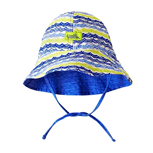 Image of UV SKINZ Baby Boy Reversible Sun Hat for Infants - UPF 50+ Sun Protection | Wide Brim For Better Coverage, Adjustable Fit, Drawstring Closure Under The Chin