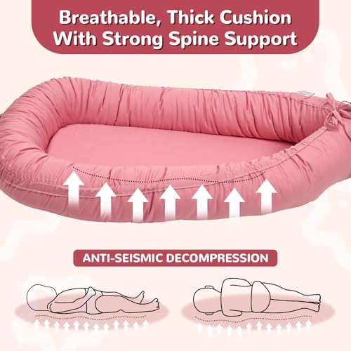 Image of EAQ Baby Lounger, Infant Lounger for Newborn,Portable Baby Nest Cover Breathable & Soft, Newborn Essentials