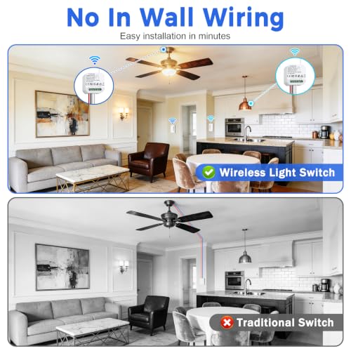Image of Wireless Light Switch and Receiver Kit, Remote Light Switch