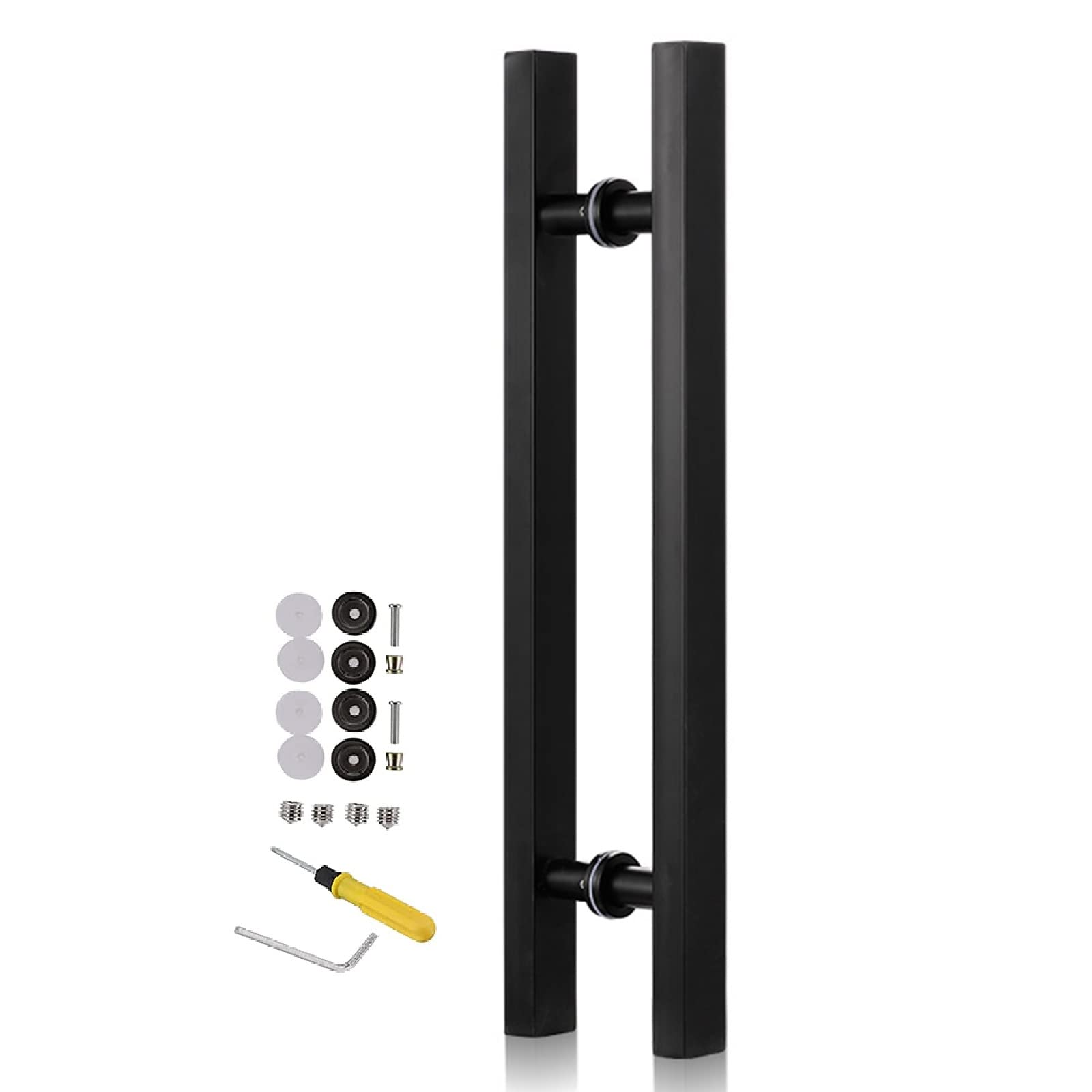 Cwcqgh Black Sliding Barn Door Shower Door Square Commercial Door Handle, 20 23 31 47 59 Inch Lenght Sliding Door Handle For Indoor Outdoor Glass/Wood/Metal Gate Push Pull,-80Cm/31.4In