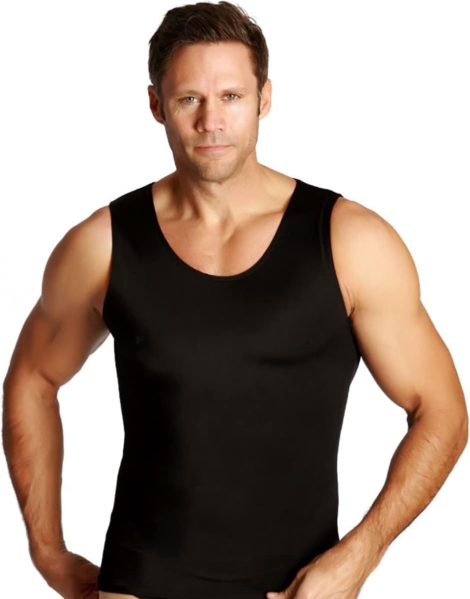 Made in USA- Compression Tank-Top Shapewear for Men. Tummy Control Slimming Body-Shaper for Belly & Back Support