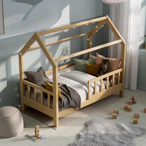RIVERBANK® Hausbett 80x160, Kinderbett mit Rausfallschutz und Lattenrost, Hausbett Kinder, Montessori Bett, Kinderbett 80x160 für Kinder, Jungen, Mädchen, Kids Bed - Bodenbett 80x160 auf Anfrage