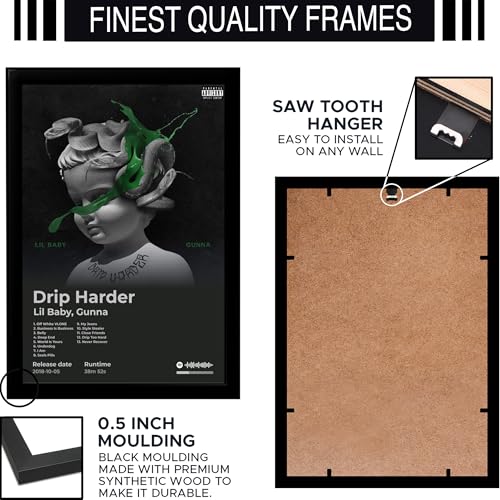 Image of BLINKART Gunna- Drip Harder Wall Photo Frames | Wall Art for Bedroom, Living Room, Studio or Office | Album Cover Print with Spotify Song Link QR Code | Gift for Fans - 8x12 In