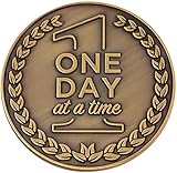 Serenity Prayer and One Day at a Time Coin, Recovery Chip Pocket Token, Antique Gold Plated Recovery...