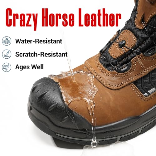 Image of Composite Toe Work Boots for Men and Women - Exceeds Steel Toe Protection, Quick Fit System, Kevlar Puncture-Resistant Midsole, S3 HRO Certified, Heat-Resistant, Waterproof, Rubber Slip-Resistant Outsole, Safety Shoes for Industrial & Welding Use