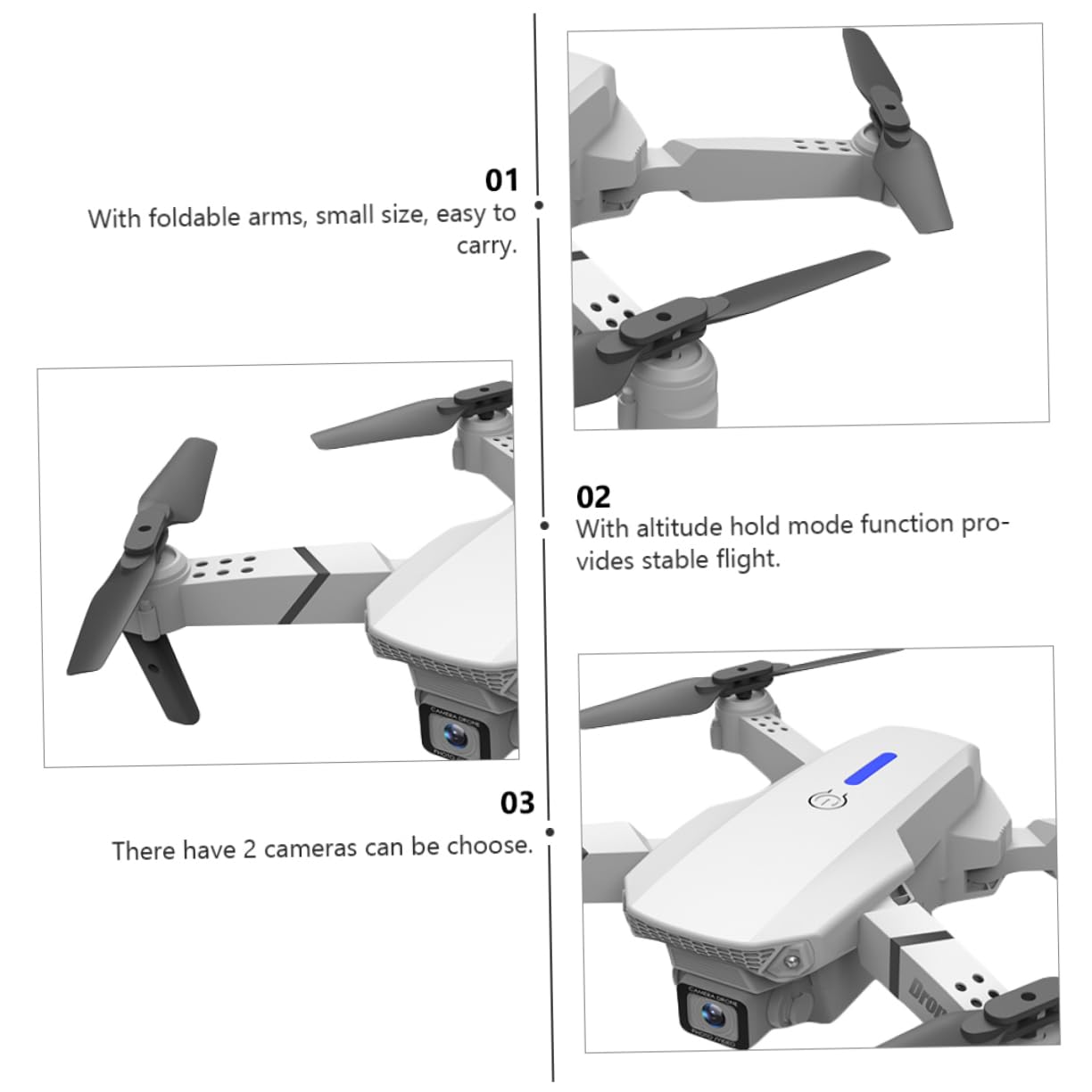 Dron Plegable E525 Doble Cámara 4k, Quadrotor Blanco