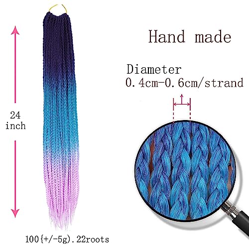 TAOYEMY Box Braids Crochet Hair Extensions 24 Inch 6 Packs, 22 Strands/Pack, Synthetic Braiding Hair for Women & Girls (56#, 24 inch) - Image 4