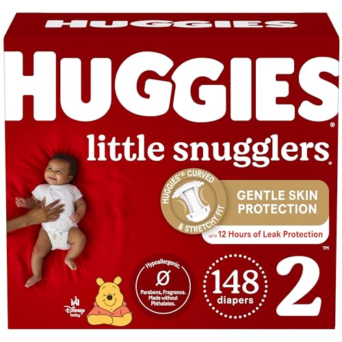 Image of Huggies Size 2 Diapers, Little Snugglers Baby Diapers, Size 2 (12-18 lbs), 148 Count