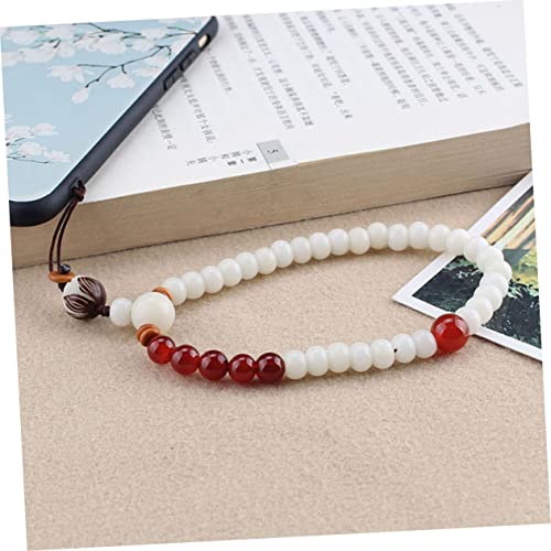 Lanière perlée pour téléphone portable avec cordon décoratif effet jade