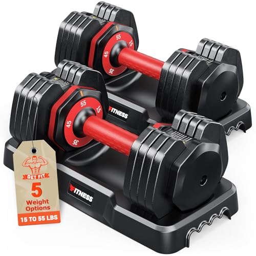 Rendpas Adjustable Dumbbells Set of 2, Select Weight Dumbbell Set, 5 in 1 Free Dumbbell Set with Anti-Slip Texture Handle, Weight Set For Home Gym Suit both Men and Women