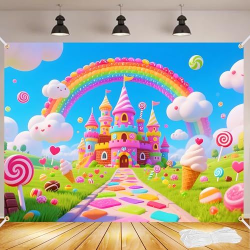 Candyland Fondo Fotográfico 8x6FT con Moño y Ojales miniatura 1