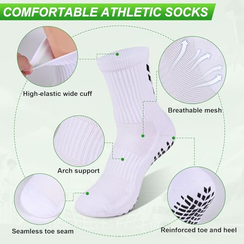 4-Pairs Grip Soccer Socks Men Women Non-slip Sports Socks Cushioned Football Yoga Pilates Basketball Rugby Hiking4