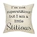 Fjfz The Office Décor TV Show Funny Decoration I'm not Superstitious But I am a Little Stitious, Michael Scott Sign Cotton Linen Home Decorative Throw Pillow Case Cushion Cover for Sofa Couch 18" x18"