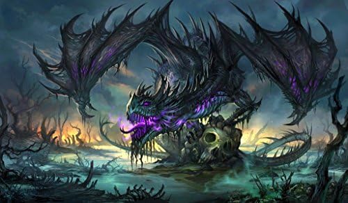 Zombie Dragon TCG playmat, gamemat 24" Wide 14" Tall for Trading Card Game Smooth Cloth Surface Rubber Base