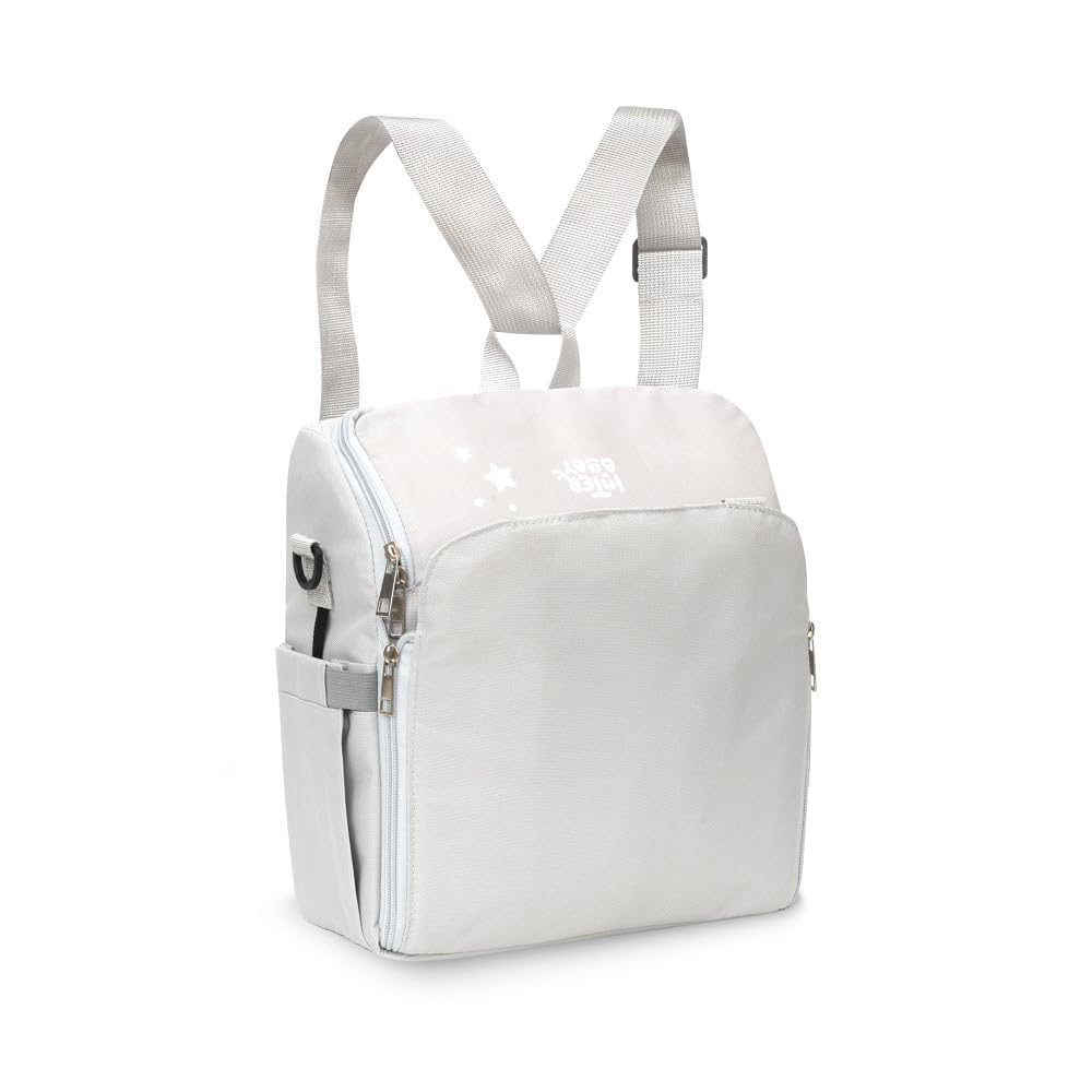Interbaby - Chaise haute d'appoint portable pour bébé - Siège bébé - Convertible en sac à dos ou en sac - Pliable, léger et avec poignée réglable pour le transport - Étoiles grises