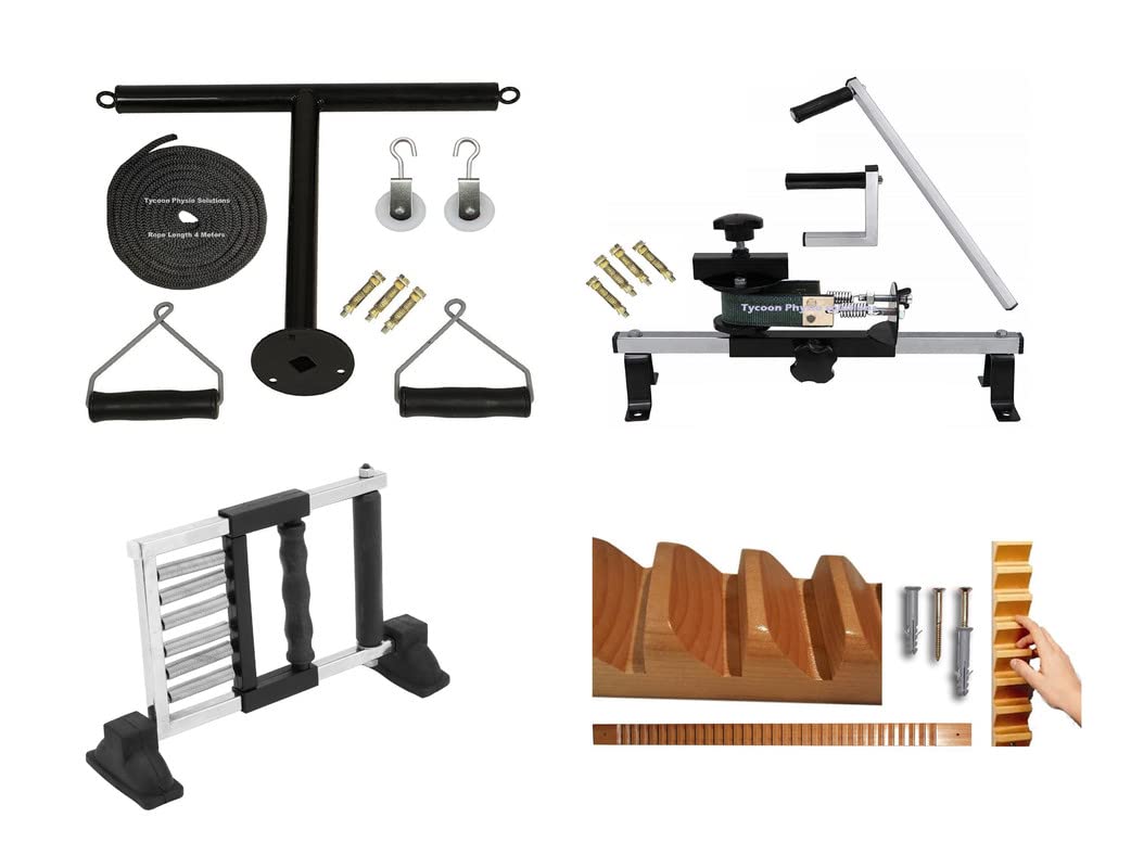 TYCOON PHYSIO SOLUTIONS Shoulder Wheel With Wrist Exerciser, Shoulder T Pulley, Finger Gripper Exerciser, Wooden Finger Ladder