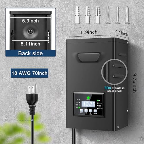 Rolanche LS8-JGDY-12V400W-US 400W Low Voltage Landscape Transformer, Landscape Lighting Transformer With Timer And Photocell Sensor, 120V Ac To 12V/14V Ac Outdoor Weatherproof Low Voltage Transformers thumb #6
