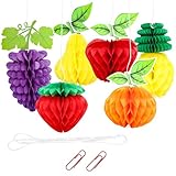 Gyufise 6Pcs Fruit Honeycomb Centerpieces Hawaiian Summer Fruit Table Toppers Tropical Fruit Party Decorations Pineapple Strawberry Grape for Hawaiian Luau Fruit Themed Party