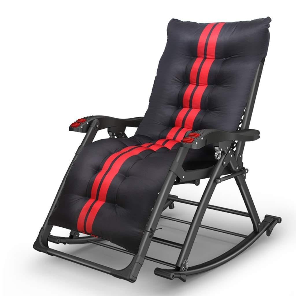 Fauteuil à bascule de camping noir inclinable pour se détendre sur le patio et le salon