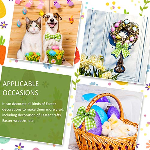 image for Chuangdi 2 Rolls 2.5 Inch Easter Burlap Ribbon Wired Edge Ribbon Buffa