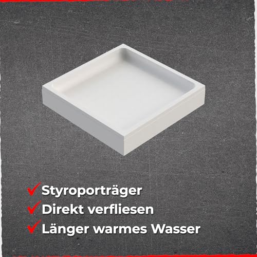 Schulte Duschwanne Adria aus hochwertigem Sanitäracryl, 90x90 cm inkl. Wannenträger, Ab- und Überlaufschutz, Pflegeleicht und alterungsbeständig, Größe wählbar – Bild 5