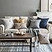 Phantoscope Pack of 2 Farmhouse Geometric-Pattern Button Vintage Linen Decorative Pillow Cover for Couch Bed and Chair Denim Blue 18 x 18 inches 45 x 45 cm