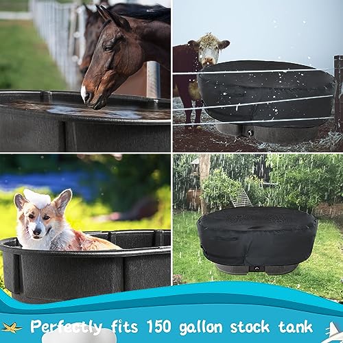Image of Waterproof Stock Tank Cover, 420D Oxford Stock Tank Cover for 150 Gallon Stock Tank, Tear-Resistant Stock Tank Cover Keep Your Water Tank, Tub, Pool Clean for Outdoor