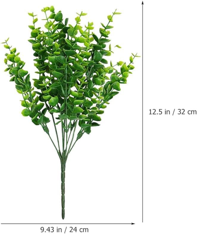 Image of TIED RIBBONS Set of 4 Artificial Eucalyptus Bunch (Green, 12.5 Inch x 9.43 Inch) - for Vase Pot Home Decor Realistic Greenery Stems, Living Room, Office, Wedding & Party Gift Item (Vase not Included)