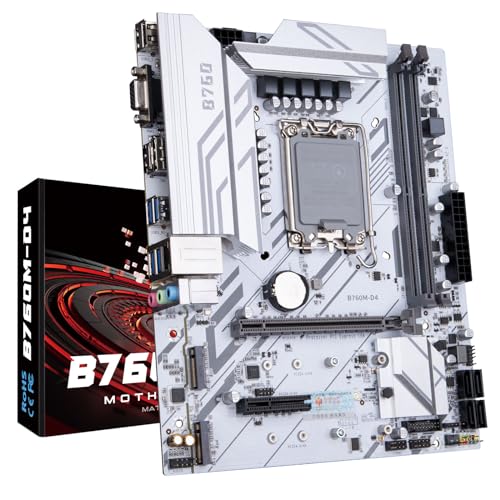 HUANANZHI B760M-D4-B コンパクト ハイエンド LGA1700 DDR4 マザーボード 第12世代/第13世代CPU対応 卓越した接続性と効率的な電力転送 (ホワイトエディション)