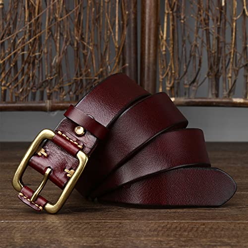 Mens Gold Buckle Belt, Casual Jeans Leather Belt in Giftbox Fashion & Classic,Reddish Brown,105cm/41.33in3