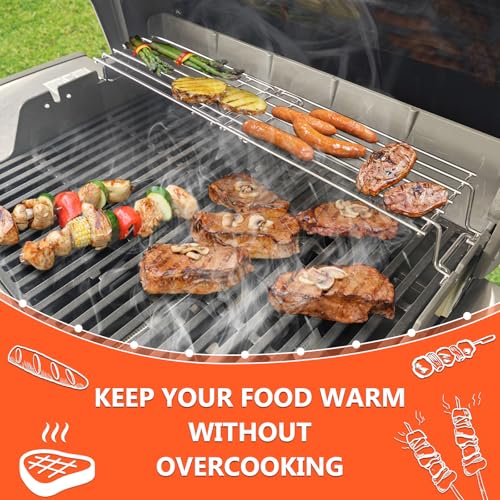Image of 7641 Warming Rack for Weber Spirit 300 Series Gas Grills, Grill Parts for Weber Spirit 2 300, Spirit E310, Spirit II E310, Foldable Spirit Upper Rack for Weber Genesis Silver Gold B /C, Stainless Steel