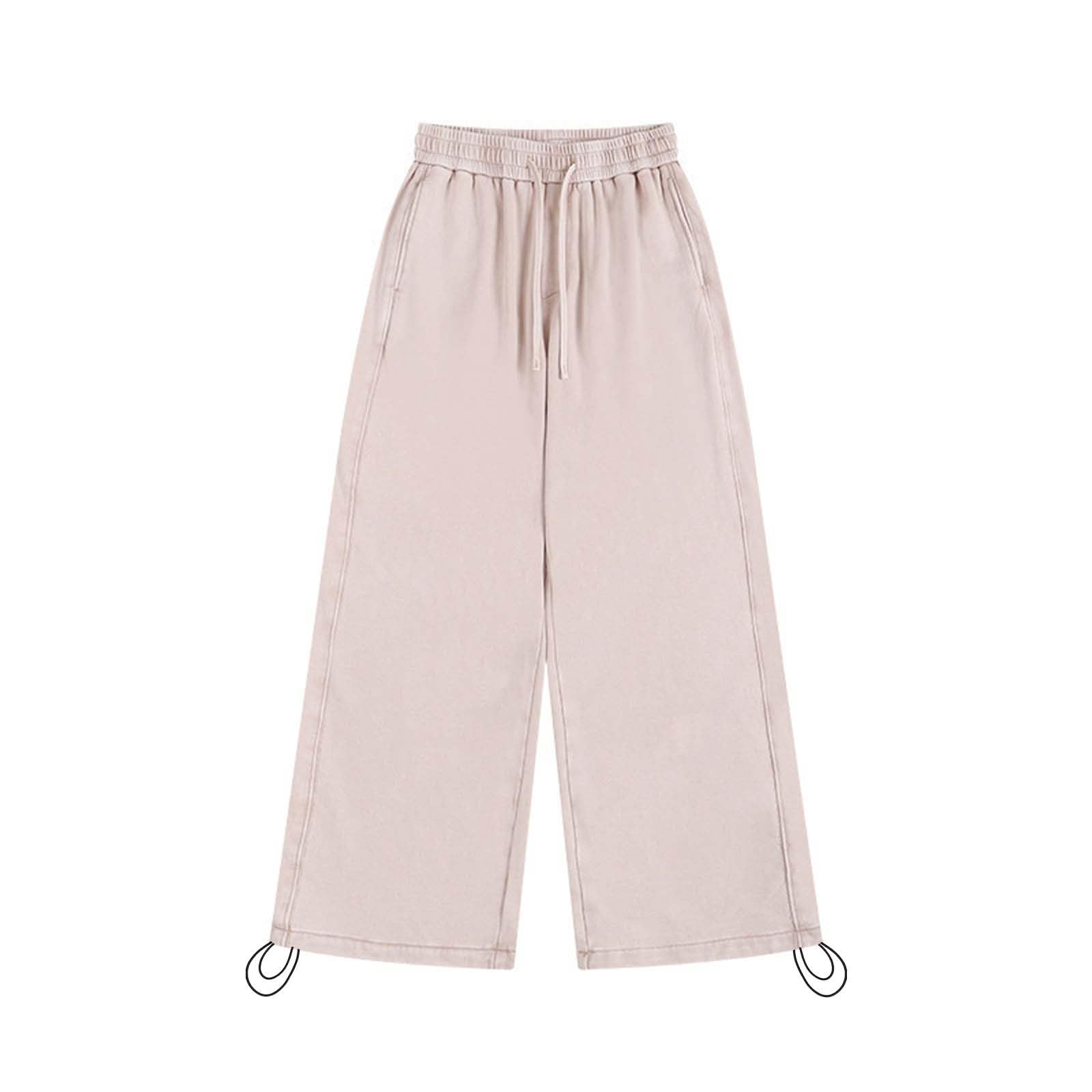 Generisch Pantaloni da jogging da uomo, lunghi e larghi, a gamba larga, a vita alta, per il tempo libero, con tasche, elasticizzati, tinta unita, per la corsa, yoga, per il fitness