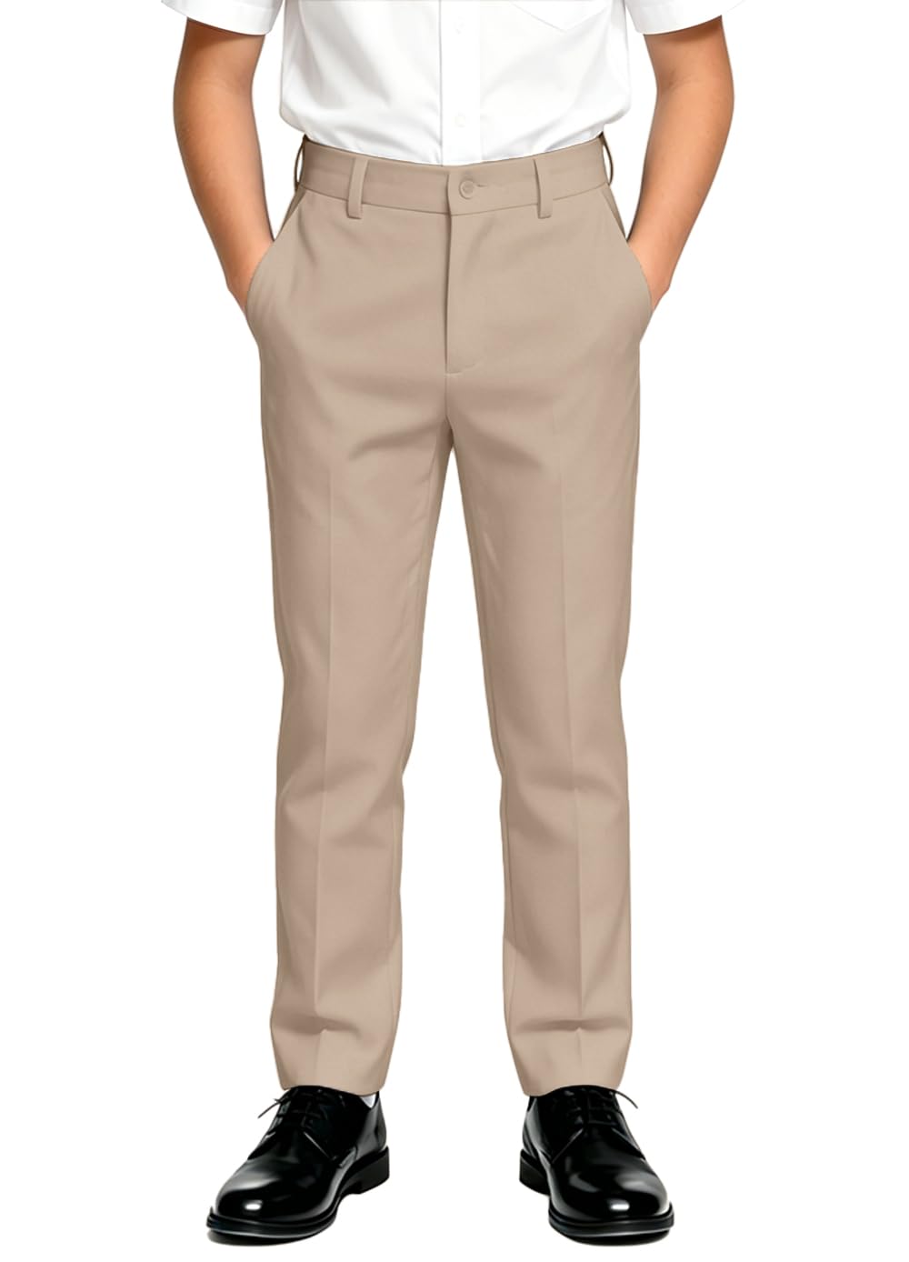 DHTS Boys Dress Pants Slim Fit Uniform Pants for Toddler Teens Trousers