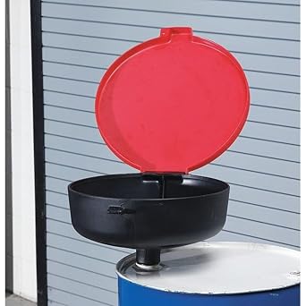UltraTech 0656 Polyethylene Large Burp-Free Ultra-Drum Funnel, 22" OD x 11-1/2" Height, Black/Red