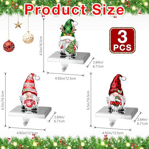 Image of TREWAVE 3 Pcs Christmas Stocking Holders for Mantel Christmas Gnome Stocking Hangers for Mantel Weighted Non-Slip Stocking Hooks for Fireplace Home Holiday Party Decoration