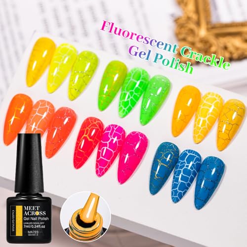 Set de Esmaltes Gel Crackle Neon 6 Colores MEET ACROSS miniatura 5