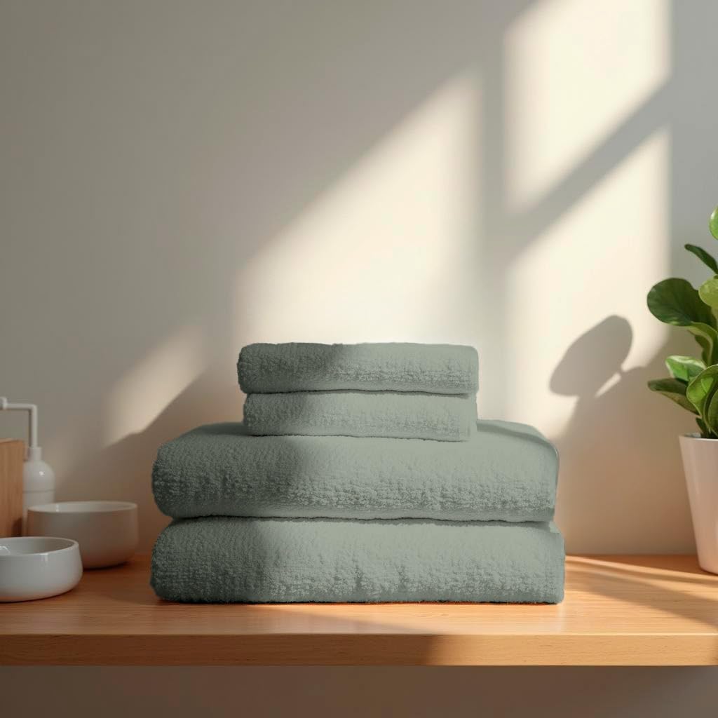 TRAMAS+ 4-częściowy zestaw ręczników premium 700g, 100% bawełna, 2 ręczniki do rąk 50 x 100 cm i 2 ręczniki kąpielowe 70 x 140 cm, ekstra miękkie, szybkoschnące, wysoka chłonność - sucha zieleń