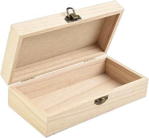 Miniatura 9 de Cajas de almacenamiento rectangulares de madera, caja de madera retro, caja de regalo abatible, cajas de regalo de madera rústica, para aficiones de