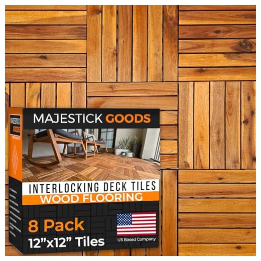 Interlocking Deck Tiles - Snap Together Wood Flooring | 12 x 12 Acacia Hardwood Outdoor Flooring for Patio | Click Floor Decking Tile Outdoors Balcony Flooring Wooden Flooring (8)
