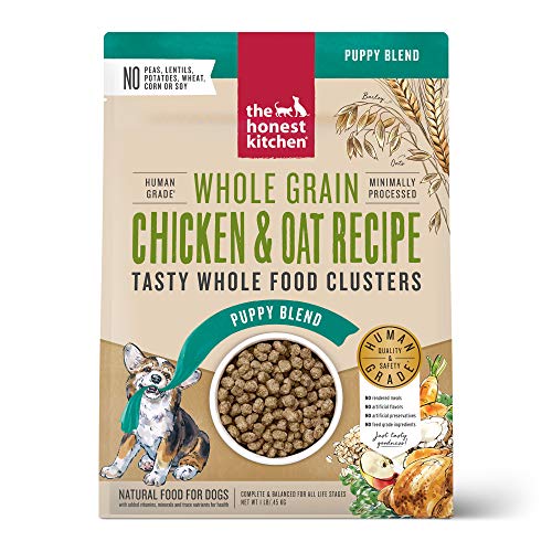 Image of The Honest Kitchen Puppy Whole Grain Chicken & Superfoods Whole Food Clusters, Vet Crafted Human Grade Dry Dog Food for Puppies, Supports Brain & Eye Health, Healthy Growth & Digestion, 1 lb Bag