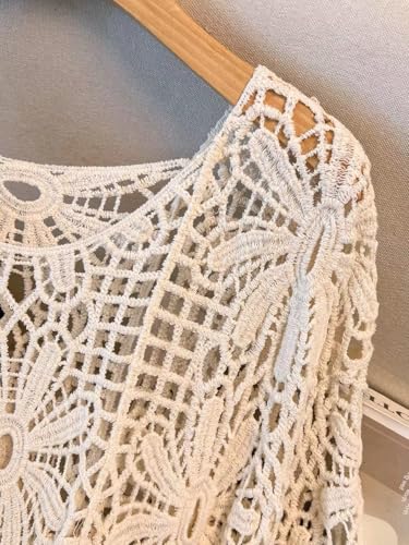 Image of MakeMeChic Women's Plus Size Crochet Boho Tops Summer Vacation Beach Cover Ups Sweater